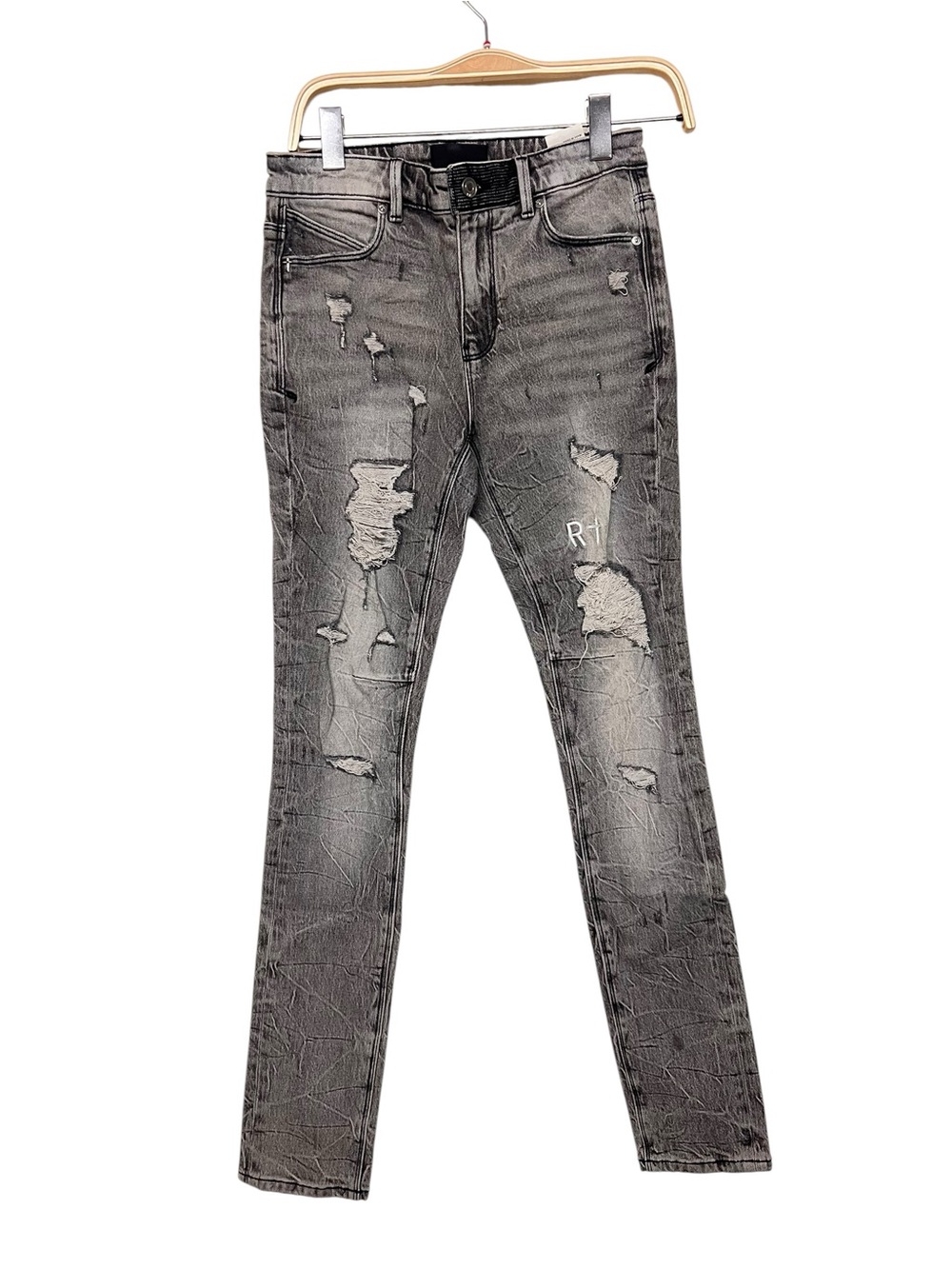 Men's RtA Bryant Distressed Luna Grey Skinny Jeans